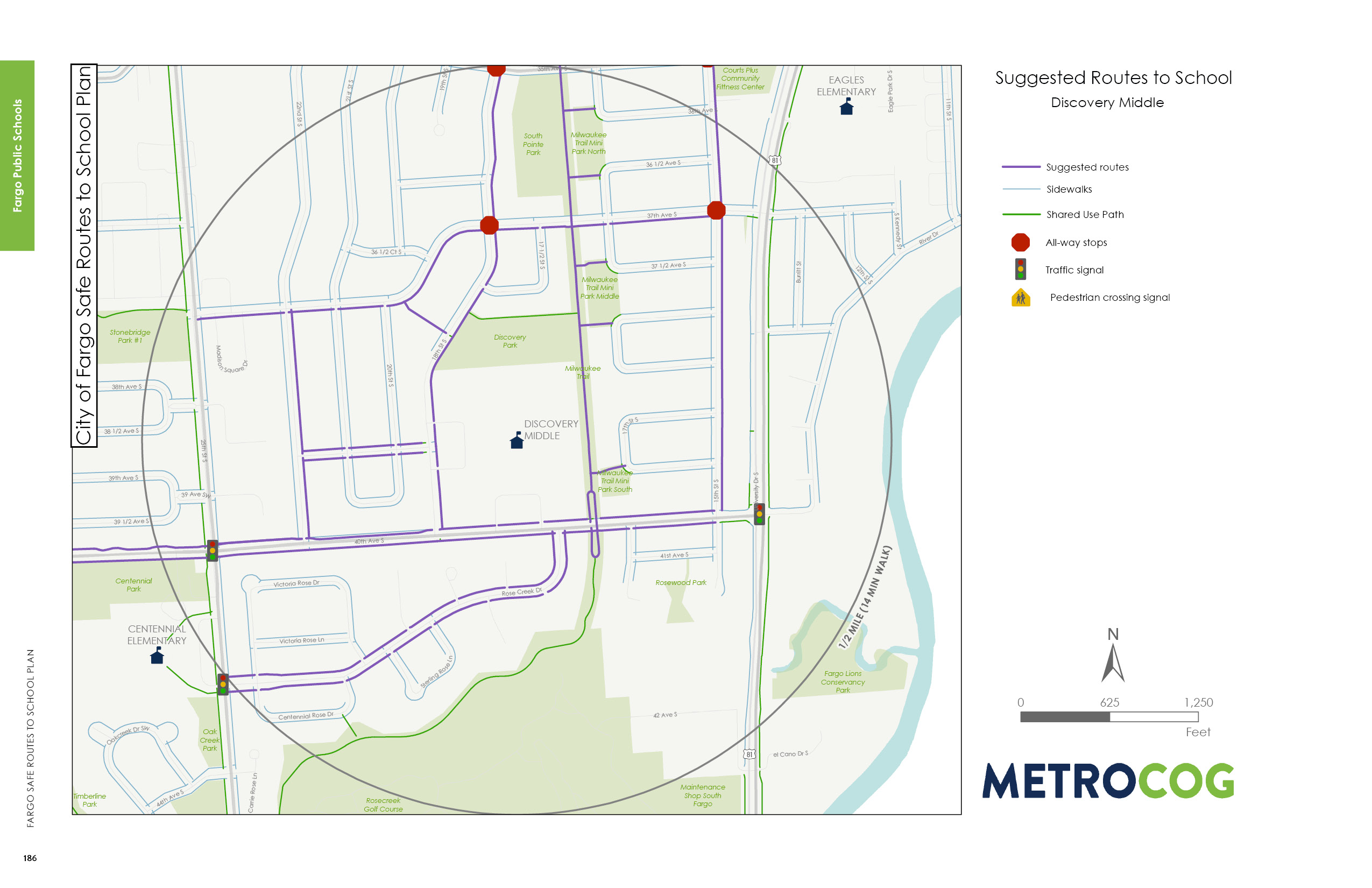 Suggested Route to School Map for Discovery Middle