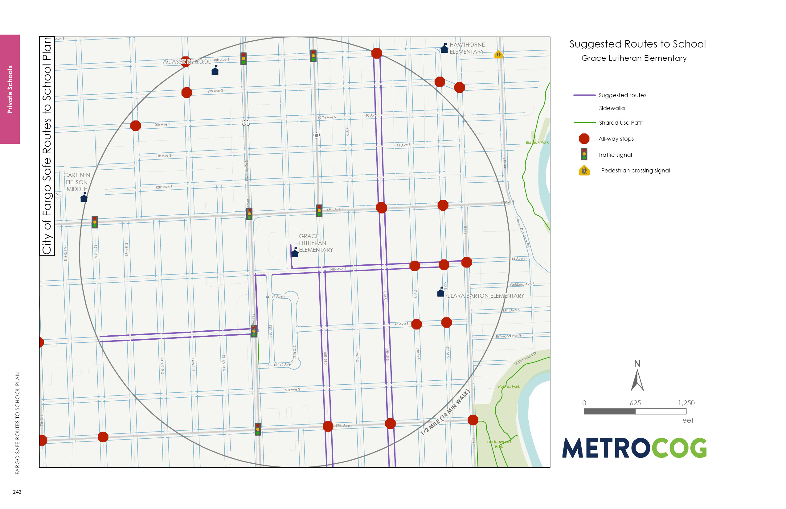 Suggested Route to School Map for Grace Lutheran