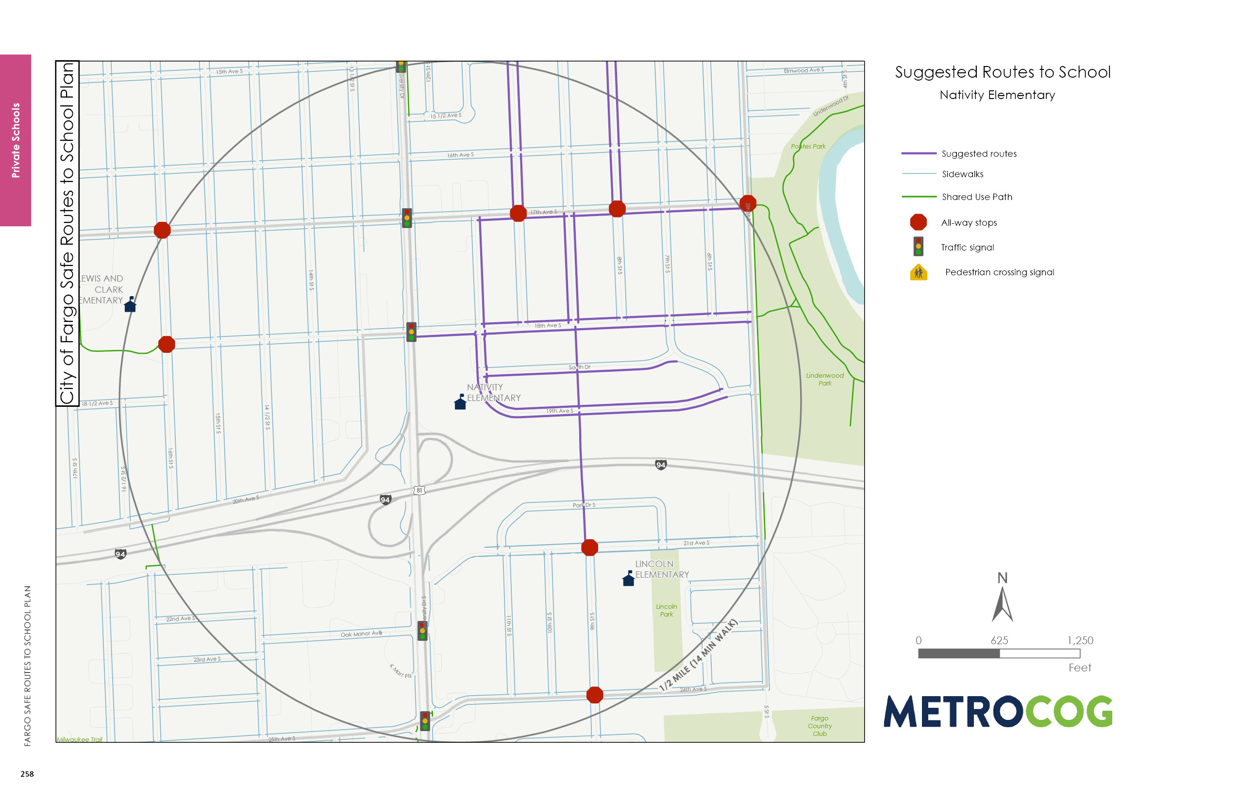 Suggested Route to School Map for Nativity Elementary