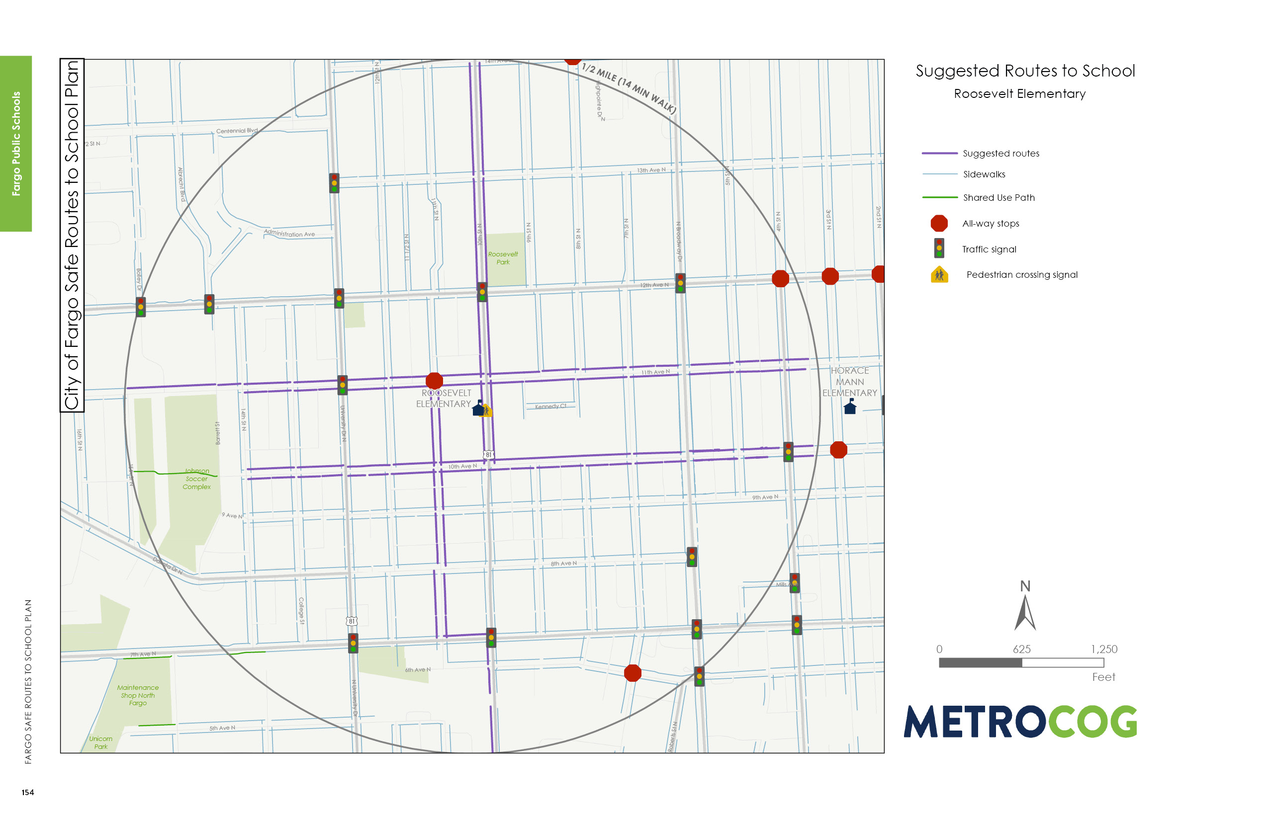 Suggested Route to School Map for Roosevelt Elementary