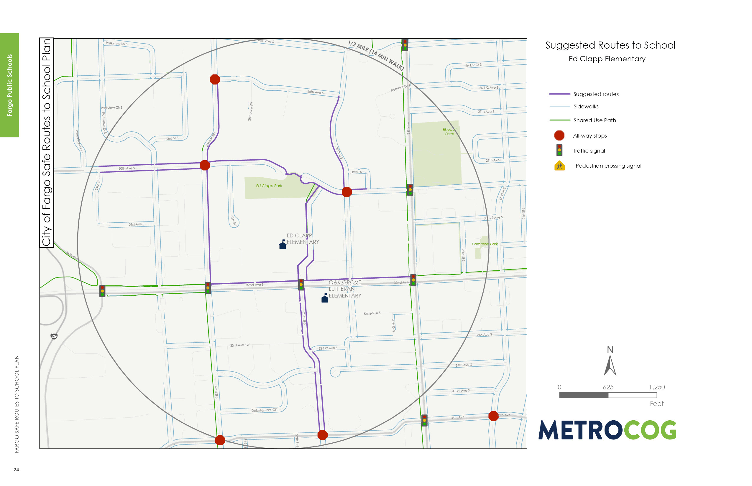 Suggested Route to School Map for Ed Clapp Elementary