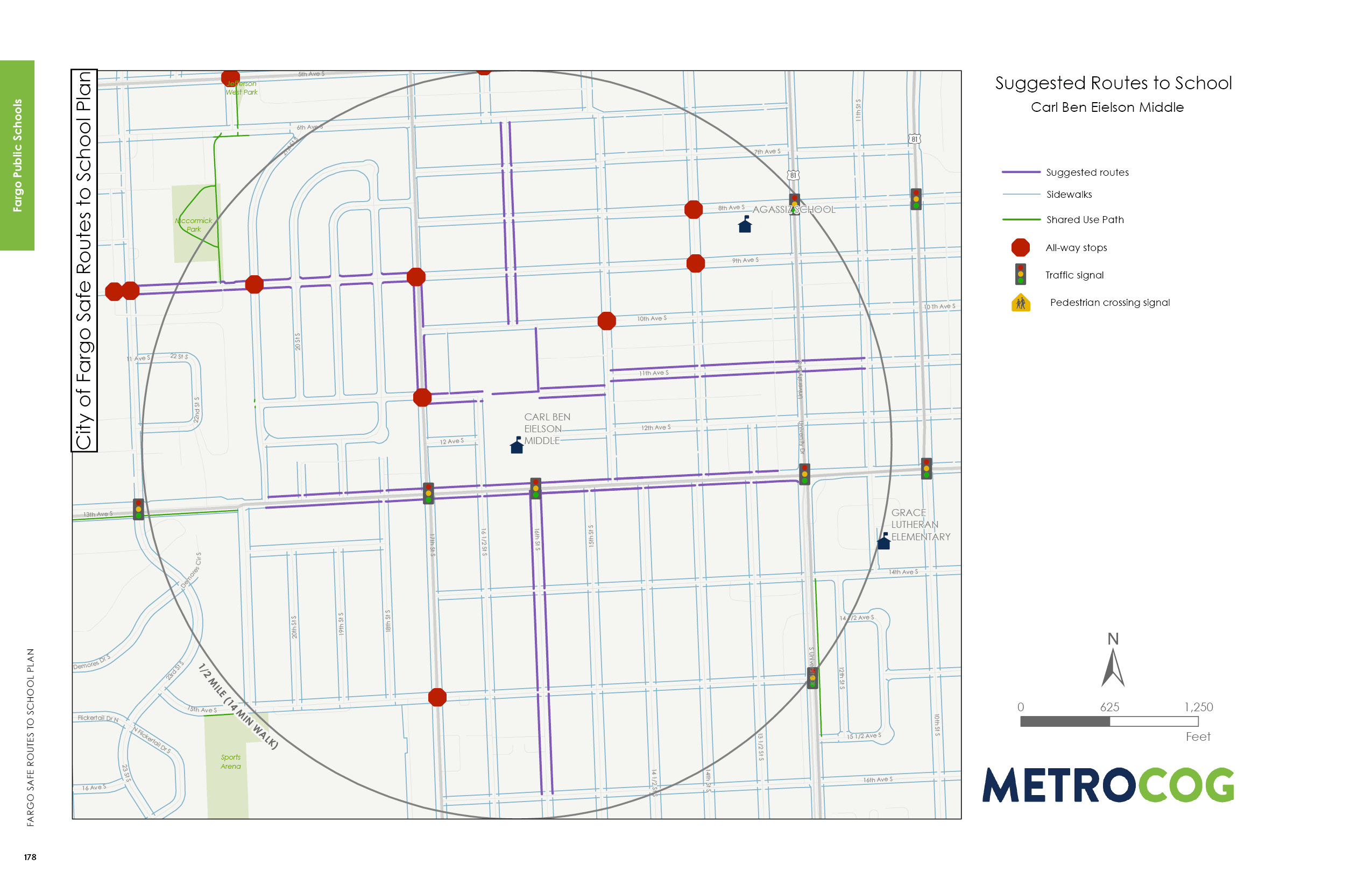Suggested Route to School Map for Carl Ben Eielson Middle