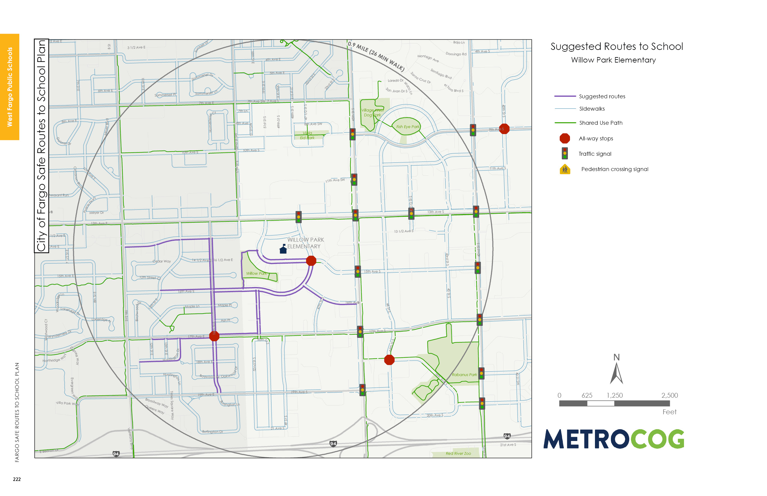 Suggested Route to School Map for Willow Park Elementary