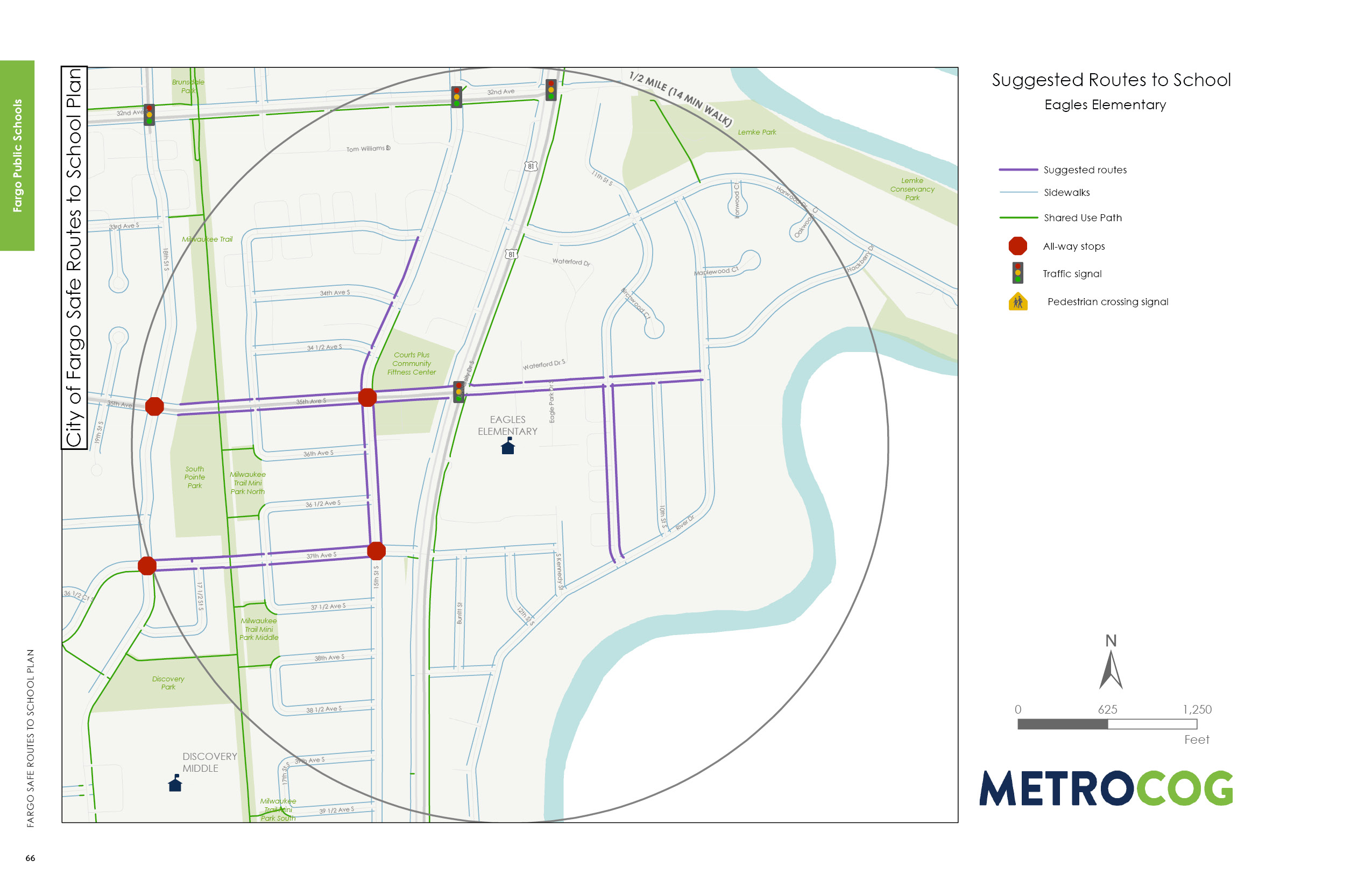 Suggested Route to School Map for Eagles Elementary