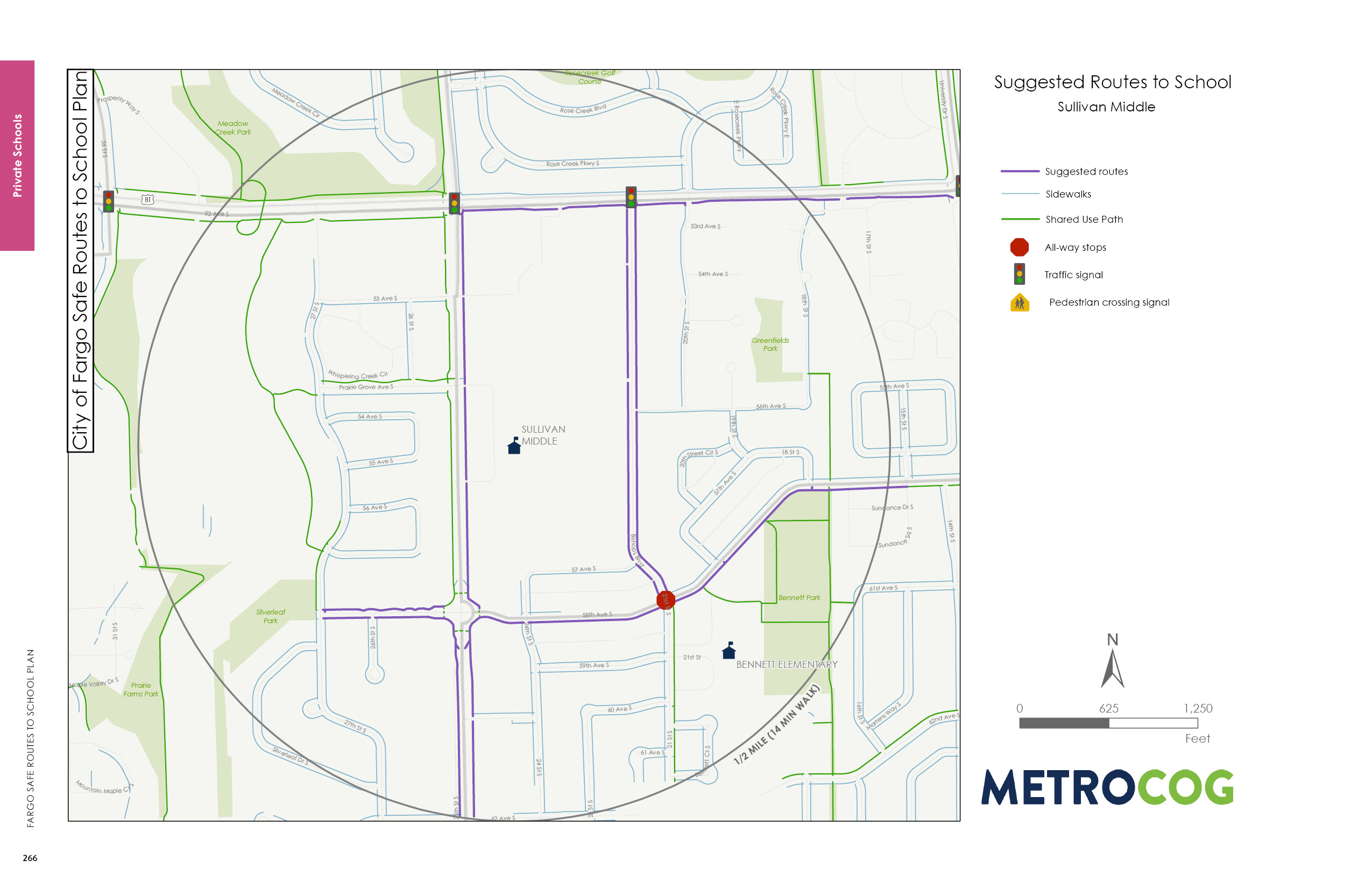 Suggested Route to School Map for Sullivan Middle