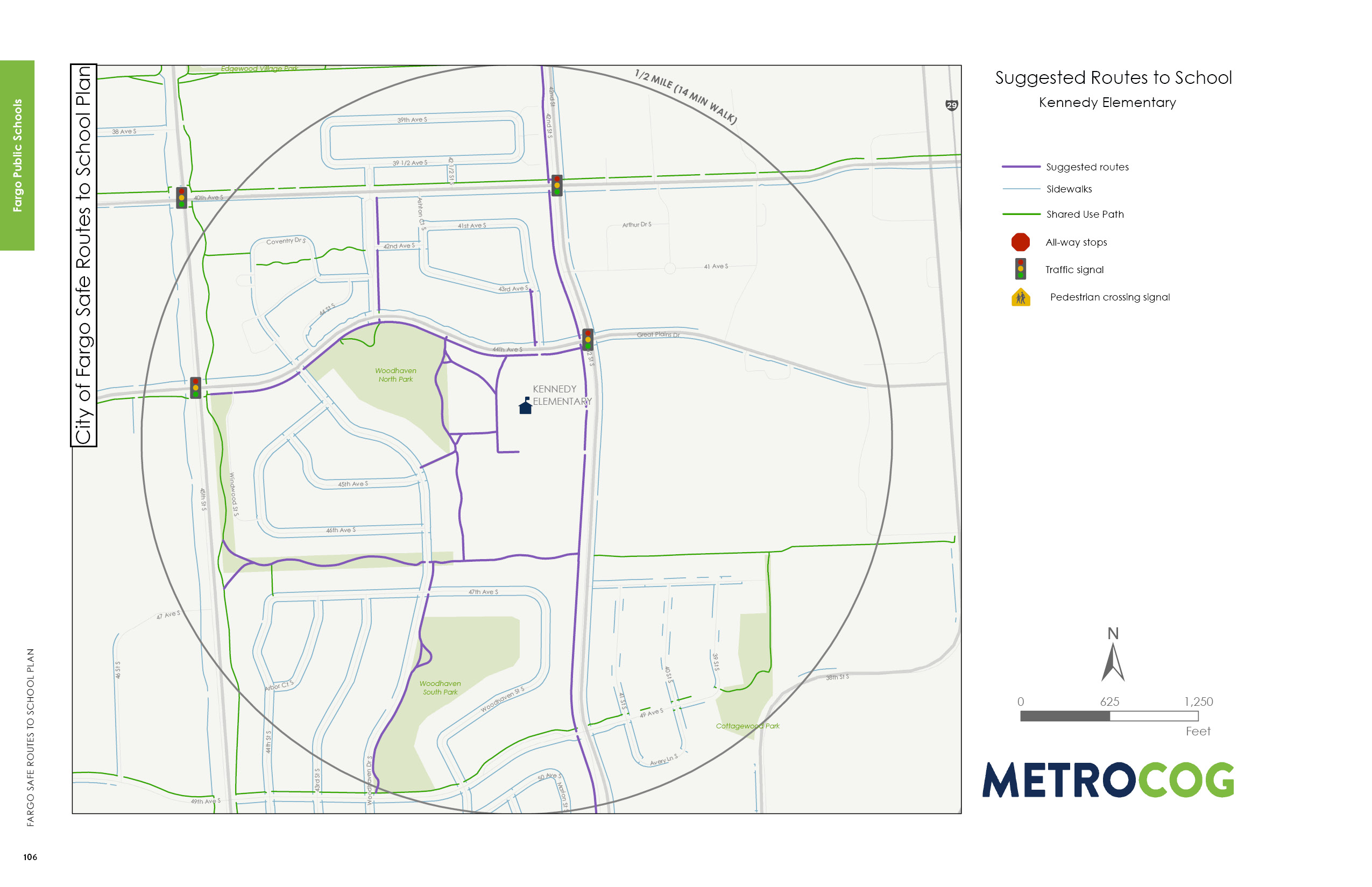 Suggested Route to School Map for Kennedy Elementary