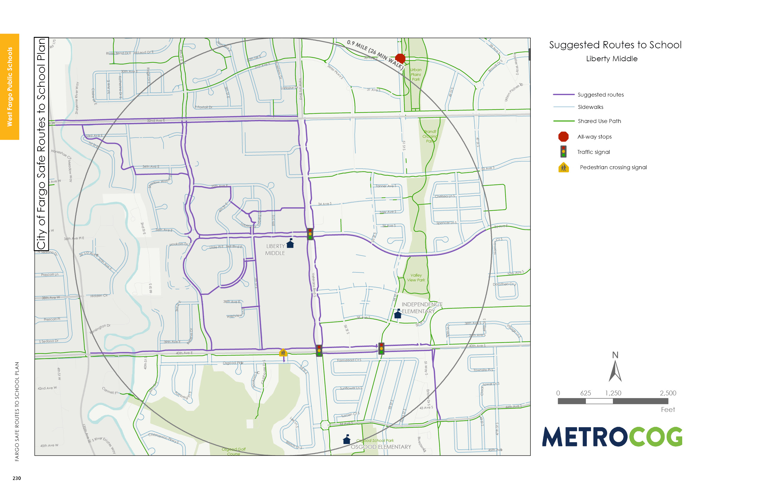 Suggested Route to School Map for Liberty Middle